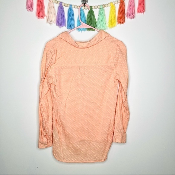 Madewell Peachy Coral Swiss Dot Popover 1/2 Button Up Blouse Size Extra Small - Picture 10 of 13